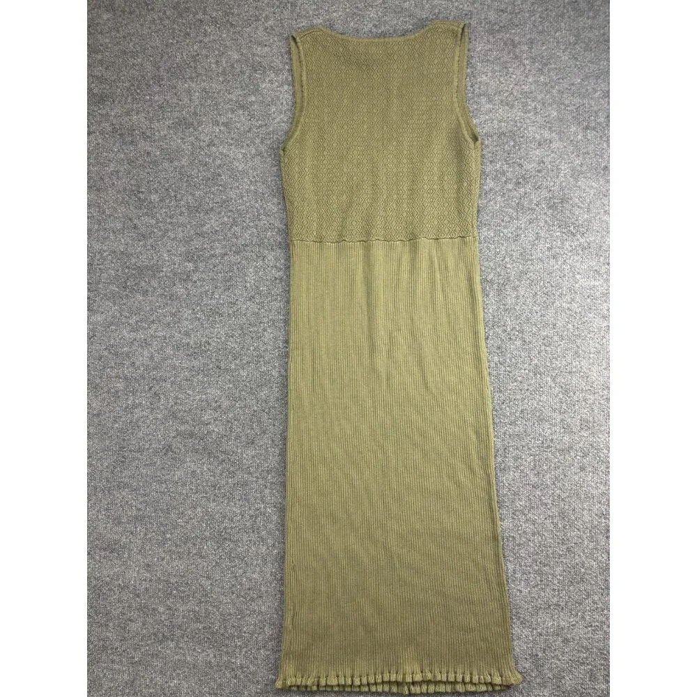 House Of Harlow 1960 Tank Dress Womens Large Green Ribbed Knit Sleeveless Midi - Picture 8 of 8